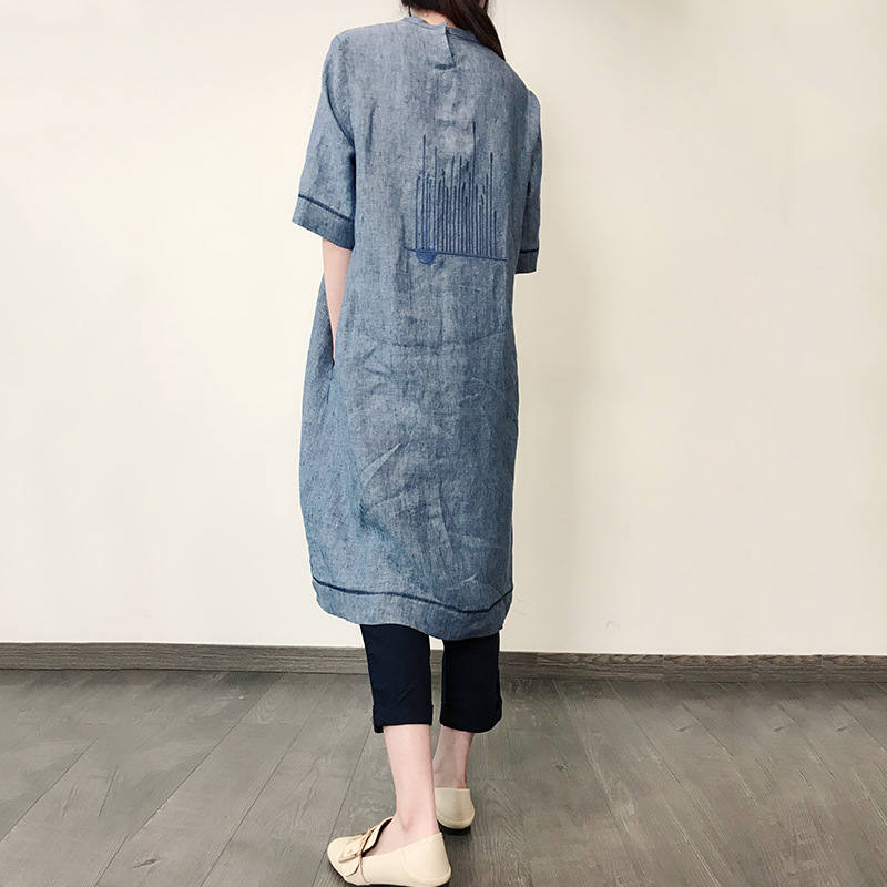 棉麻布衣女连衣裙