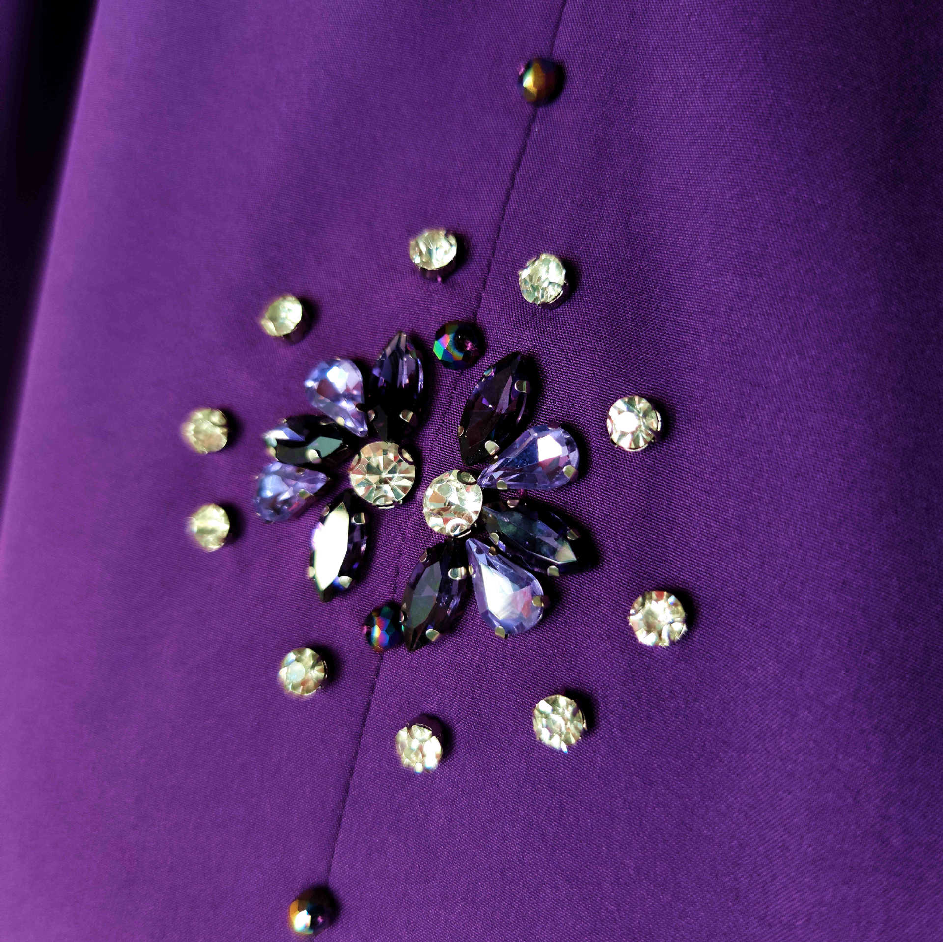 ba010 神秘紫摩洛哥手工钉钻长袍