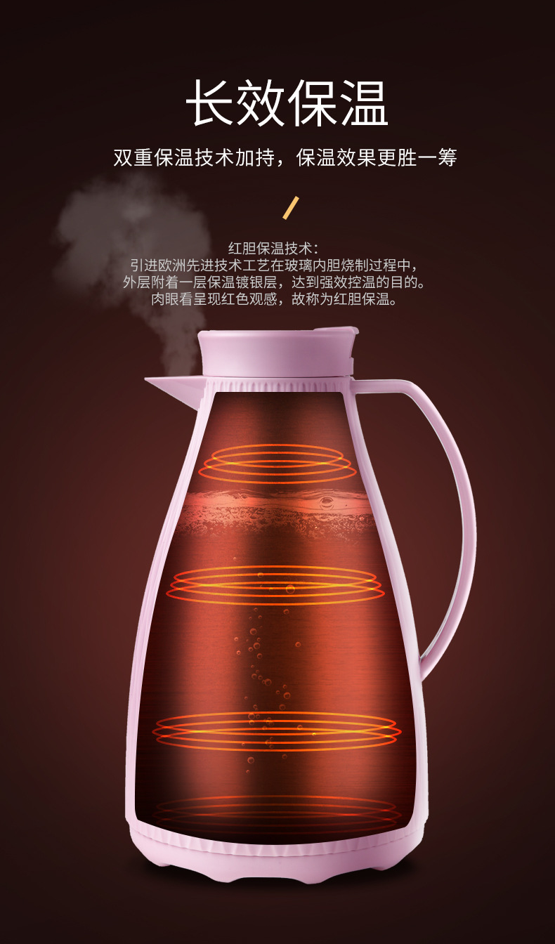 韩国glasslock水壶家用玻璃内胆暖水瓶大容量热水瓶保温壶1.5l