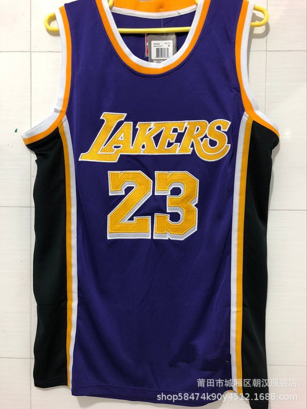 nba球衣 湖人队23号 詹姆斯 复古版 全针刺绣 新款球衣 篮球球衣
