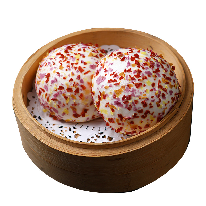 七彩燕麦包广式速冻包子点心茶楼酒店包点燕麦流沙包速食早餐食品