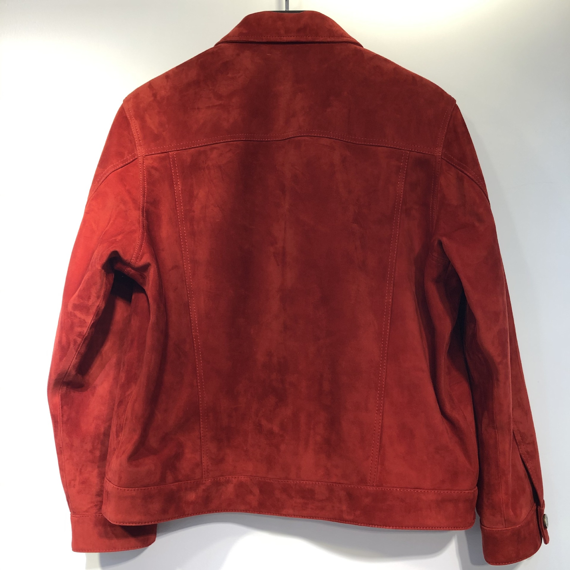 路易1v风 羊皮夹克真皮翻毛外套 百搭款 红色