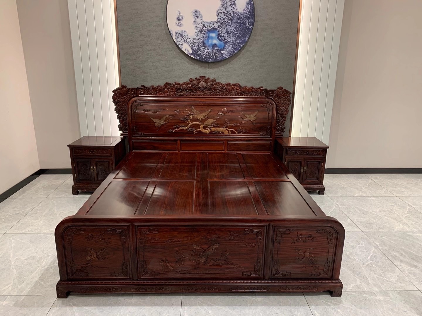 阔叶黄檀大床国标红木家具新中式大床正宗老挝大红酸枝双人实木床