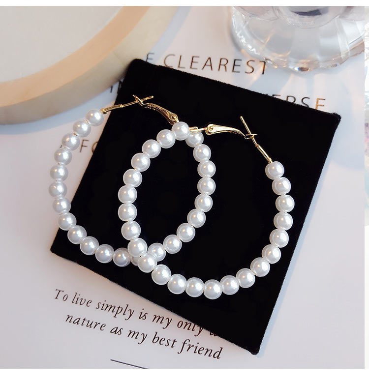 2021 New Normcore Fairy Temperamental Personalized and All-Match Pearl Large Circle Earring Eardrop Earrings B302