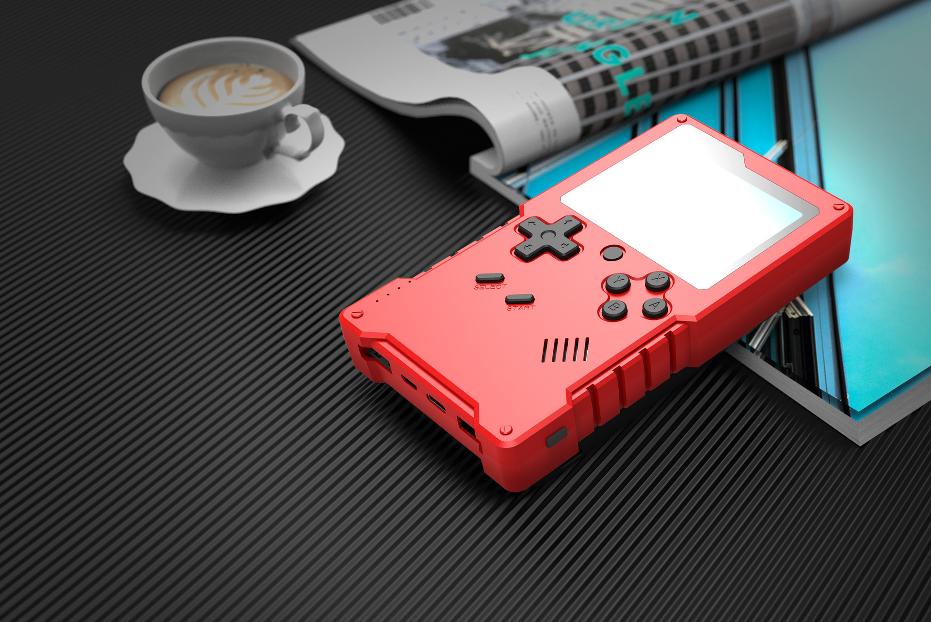 2021专利复古工业风掌上游戏机移动电源8000毫安时大容量500合一