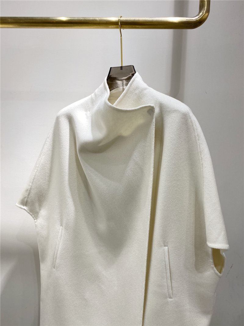 斗篷羊绒大衣女中长款时髦大气新款白色双面绒毛呢外套女韩版宽松