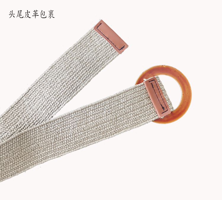 圆扣松紧皮带女草绳编织弹力圆环腰带女欧美潮款装饰裙腰封名族风