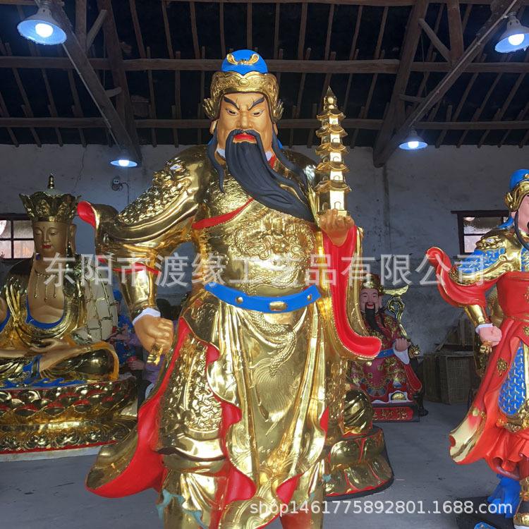 托塔天王李靖将军护法树脂佛像神像宗教用品批发寺庙大佛玻璃钢