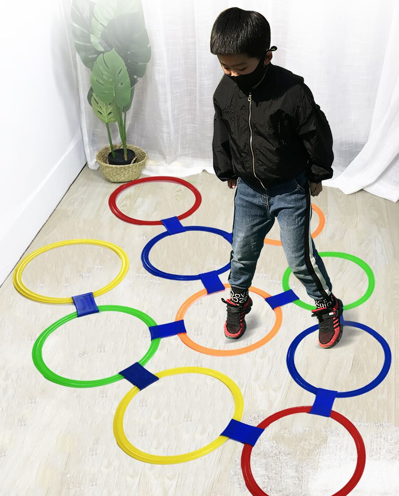 跳房子圈圈幼儿园教具感统训练器材家用户外地贴儿童亲子互动格子
