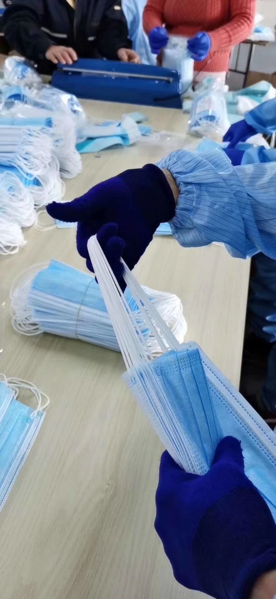 飘安一次性医用口罩三层无纺布口罩防雾霾防尘劳保口罩 蓝色