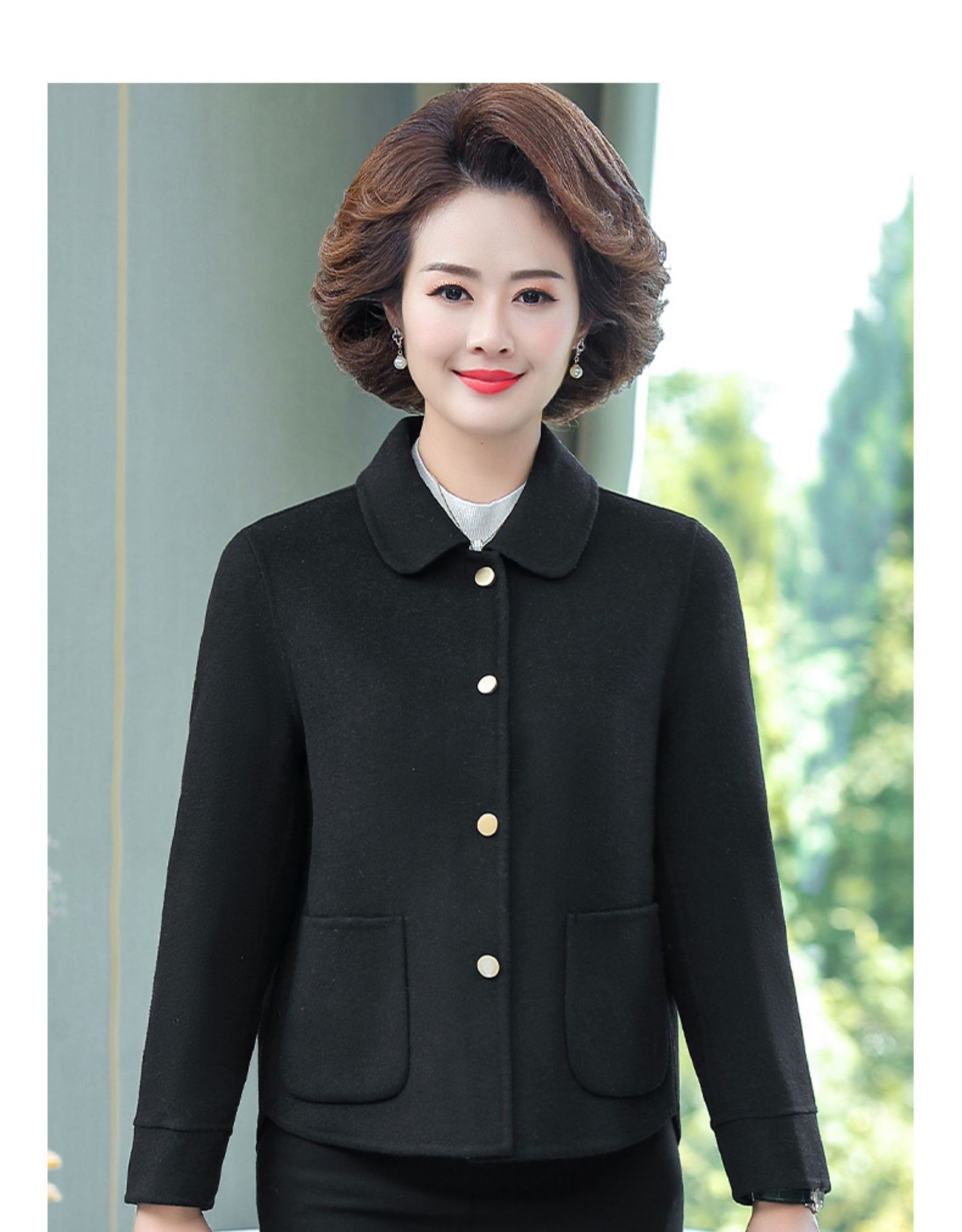 双面呢羊绒大衣女中年秋冬装2020新款小个子妈妈气短款毛呢外套