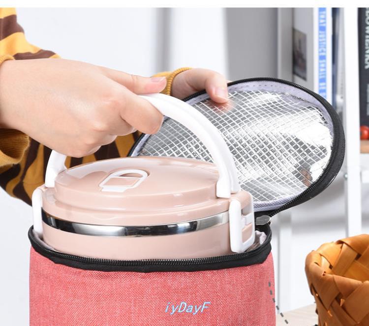 圆形防水保温袋学生饭盒保温袋外用手提包保温桶袋子牛津布便当包