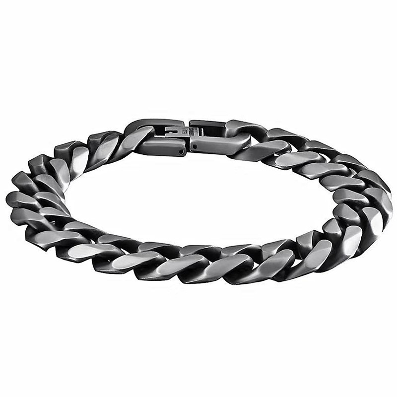 嘻哈朋克风潮流钛钢手链 男士手链做旧六面磨不锈钢手链饰品批发