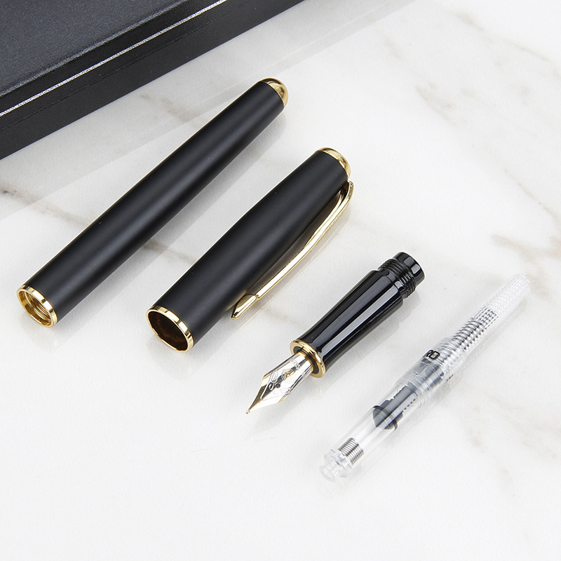 旋转式吸墨钢笔 签字笔办公书写文具 学生练字金属钢笔印刷logo