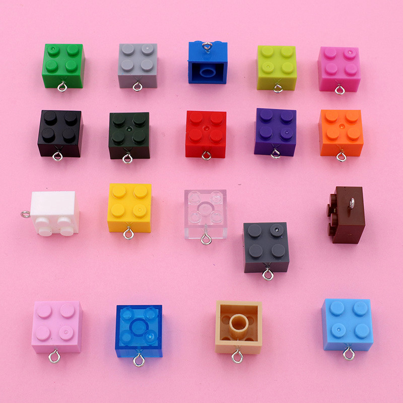 彩色小正方形积木颗粒钥匙扣挂件包包吊坠 diy饰品配件手工材料