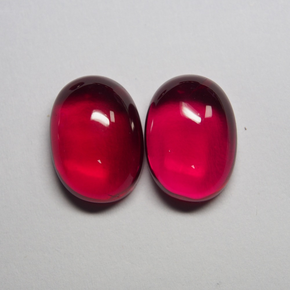 现货椭圆形戒面合成红刚玉蛋型平底素面人造红宝石戒指配石批发