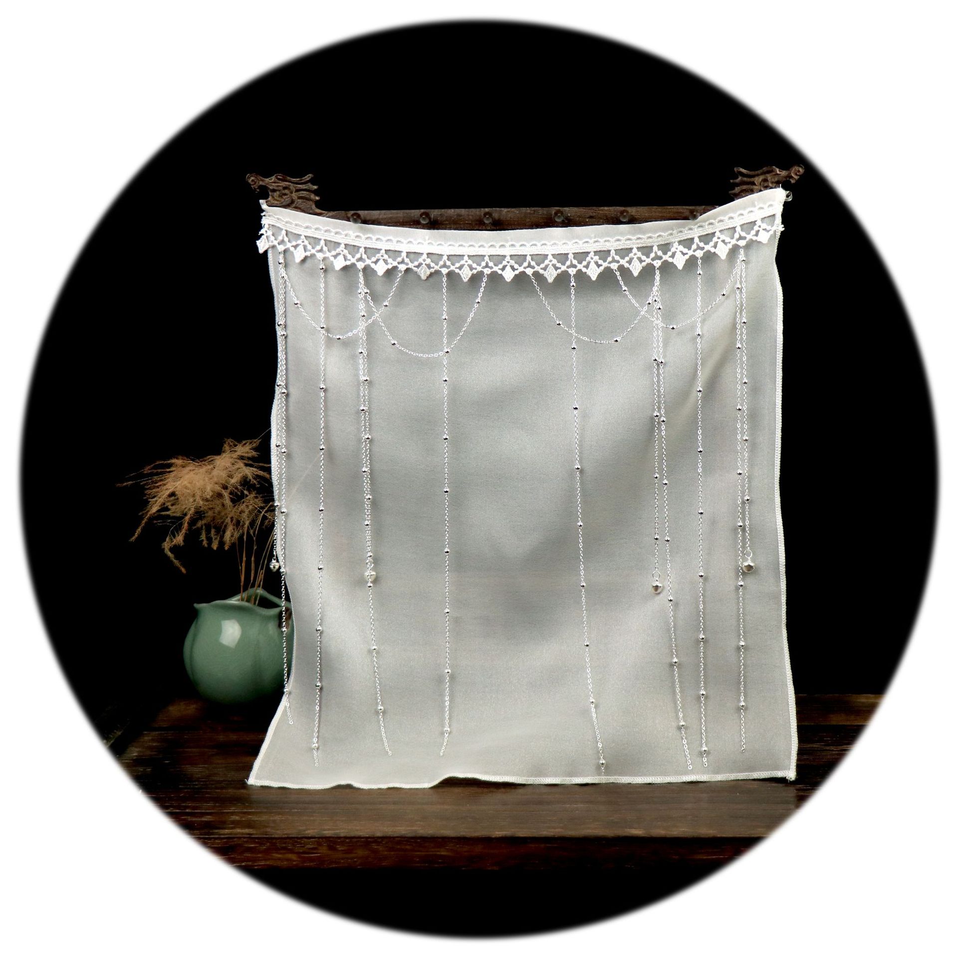 贰玥新品面纱 铃铛面纱女百搭配饰防晒古风蒙面纱巾【珠帘面纱】