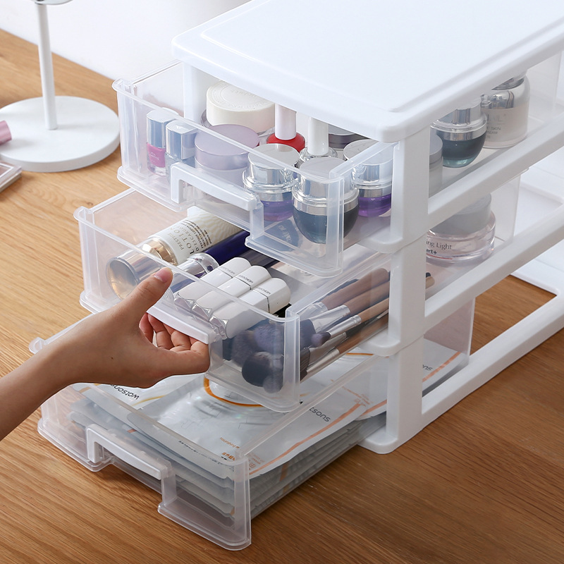 Office Desktop Storage Box Transparent Small Drawer Storage Cabinet Student Desk Stationery Sundries Storage