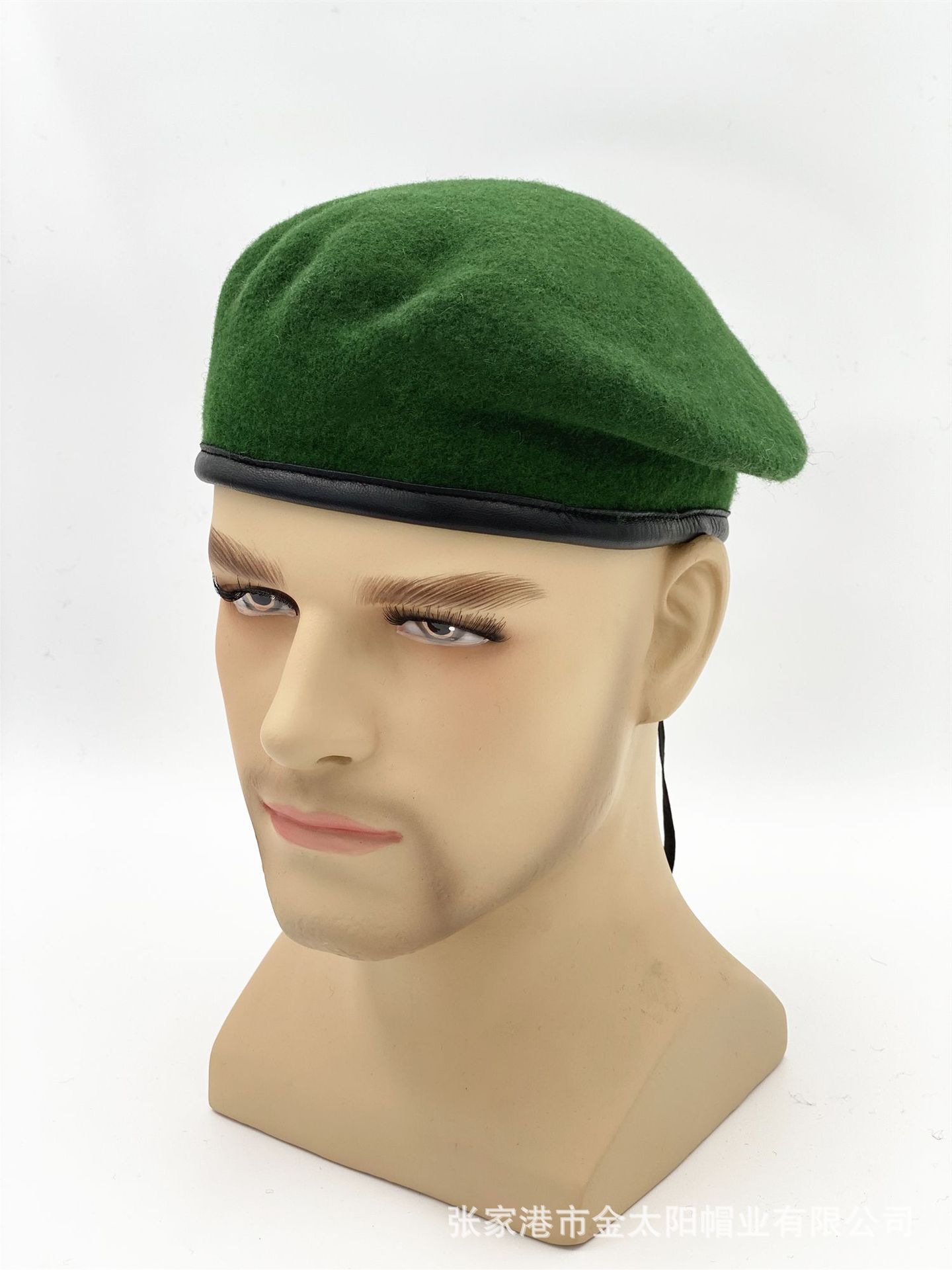 职业贝雷帽羊皮包边美利奴羊毛细腻柔软吸汗法式军帽子