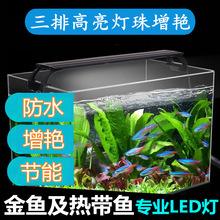 高亮节能led鱼缸灯小型水族箱金鱼缸增艳水草照明蓝白光防水灯架