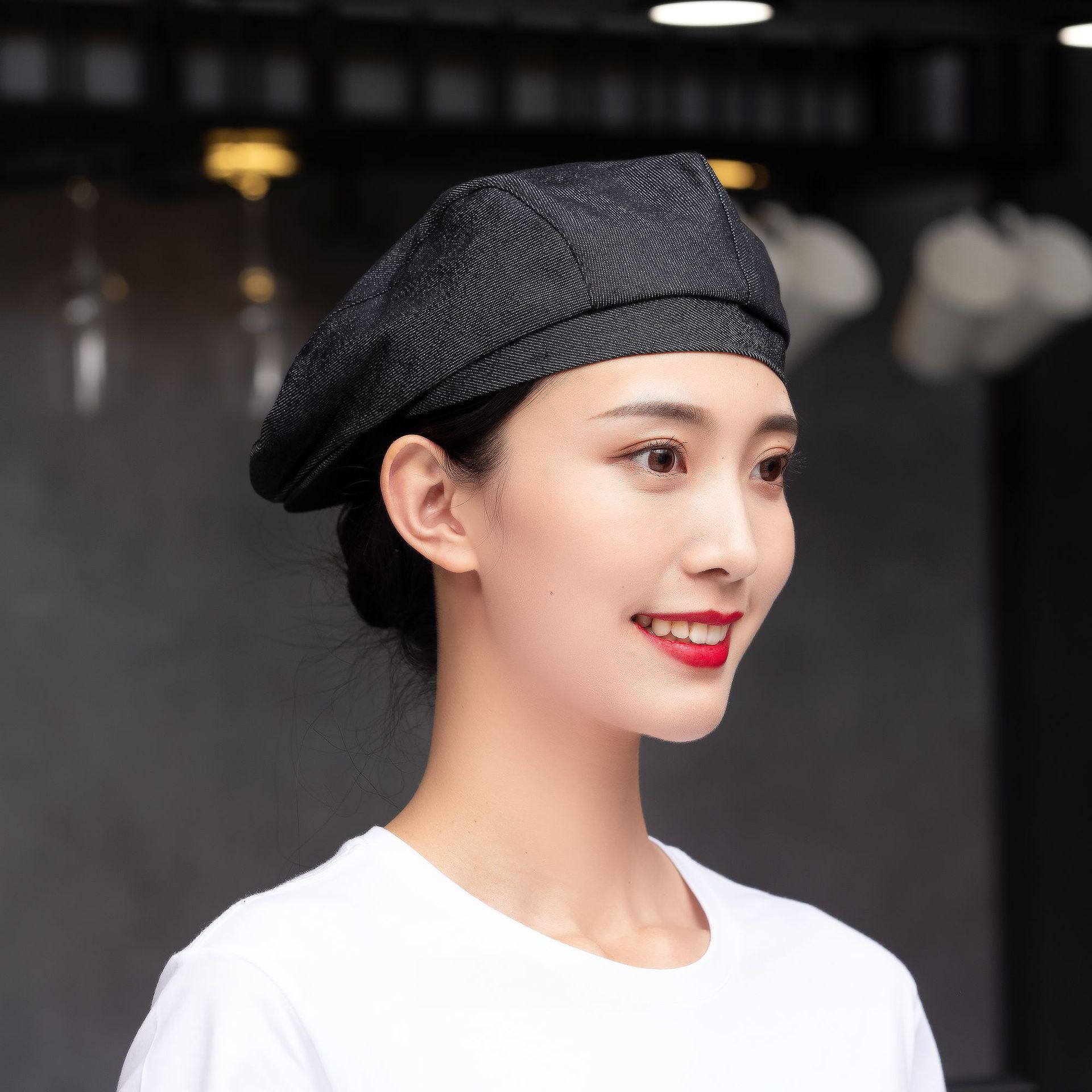 餐饮火锅店服务员工作服帽子定制奶茶饭店快餐厅鸭舌帽diy印logo