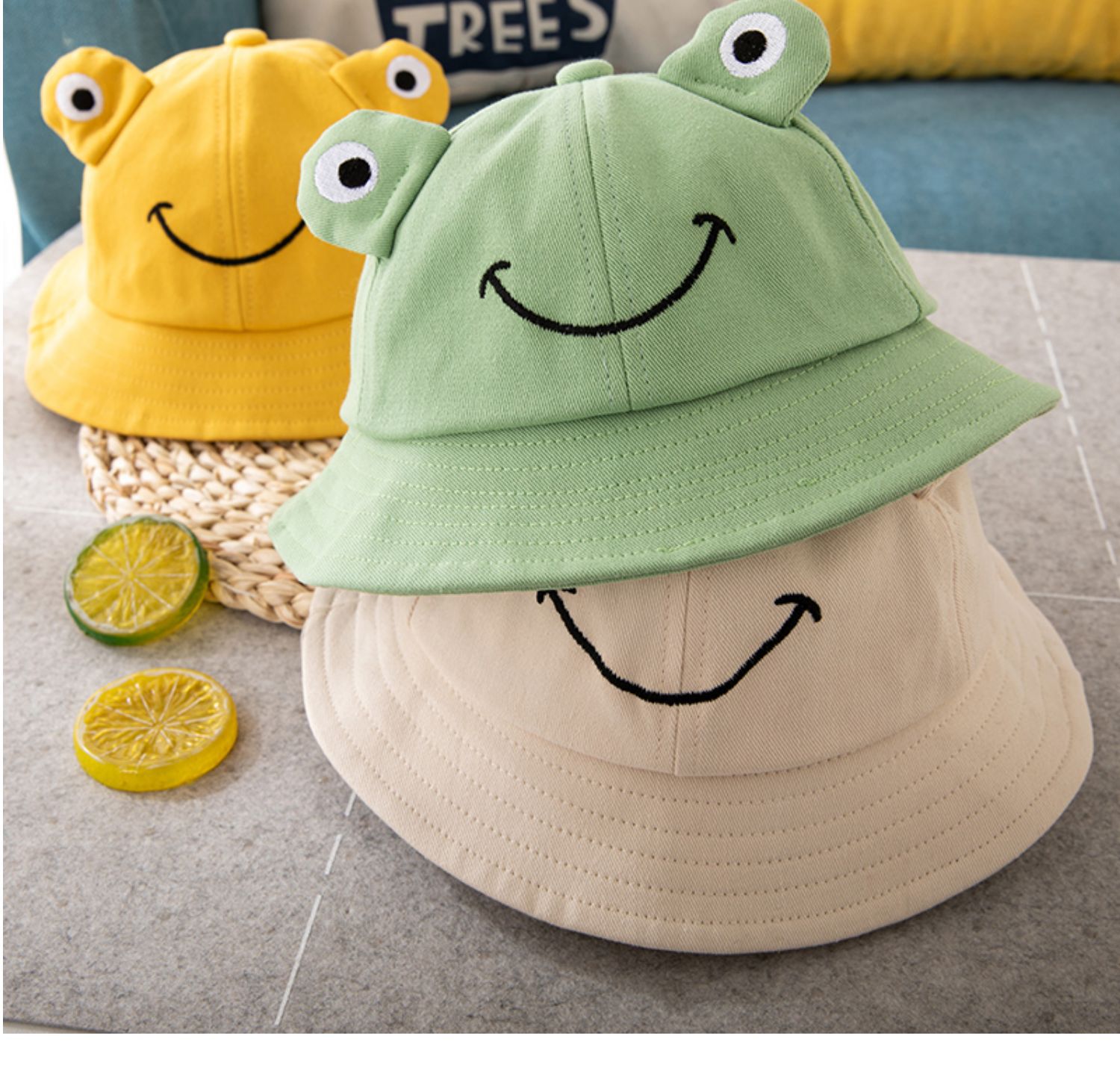 儿童渔夫帽韩版卡通青蛙男童帽子春秋出游宝宝盆帽女童防晒遮阳帽