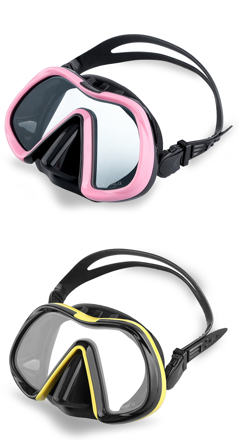 圆形大框单镜片防雾玻璃镜片硅胶面罩包鼻泳镜潜水镜面镜深潜水肺