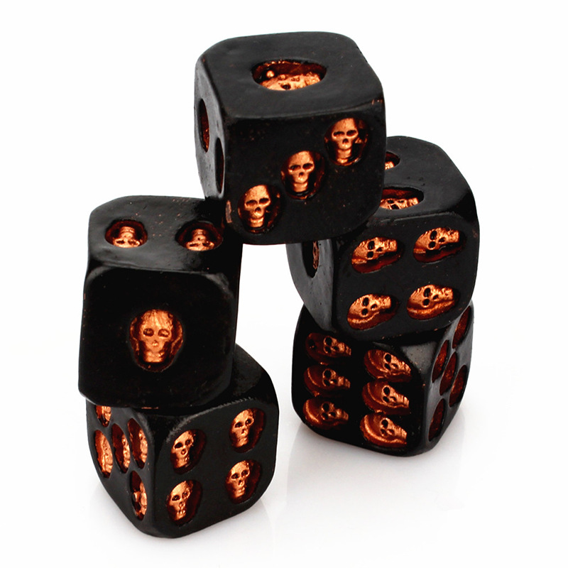 跨境wish外贸6面骷髅骰子创意休闲酒吧娱乐骰子金色银色5个装现货