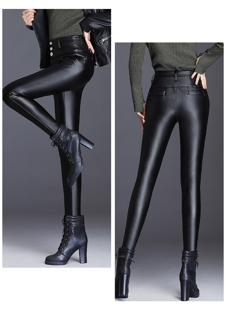 皮裤女加厚加绒秋冬2021新款高腰外穿打底紧身小脚铅笔长裤暴瘦裤