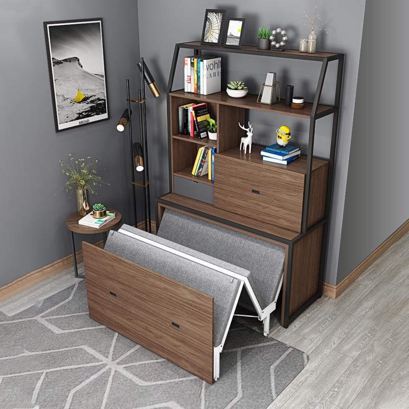 折叠柜床 单人午睡床折叠 家用多功能隐形床书柜一体 书桌折叠床