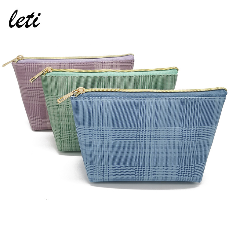 Cross-Border New Arrival British Style Dumpling Cosmetic Bag Large Capacity Houndstooth Wash Bag Portable and Simple Storage Bag