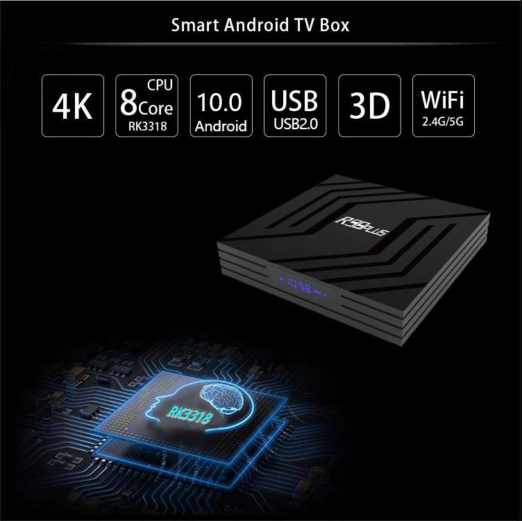 R98 Android 10.0 Rk3318 4K Hd Network Player Dual Wifi + Bt TV Box