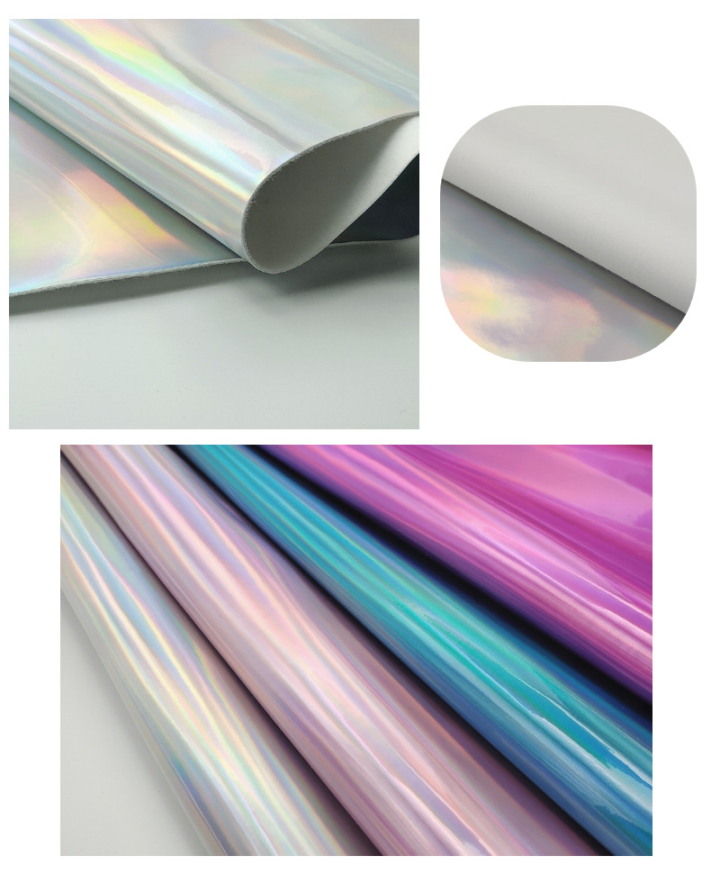 爆款pvc皮革高档镭射镜面大量现货幻彩反光箱包面料女包钱包皮革