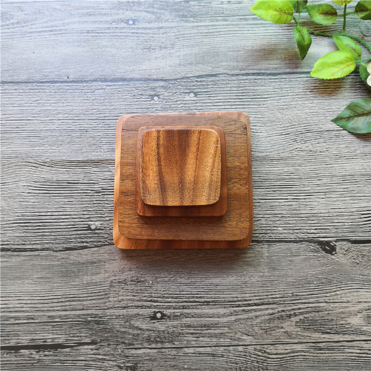 日式黑胡桃木质方形杯垫隔热垫茶杯水杯垫家用咖啡陶瓷茶托垫餐垫