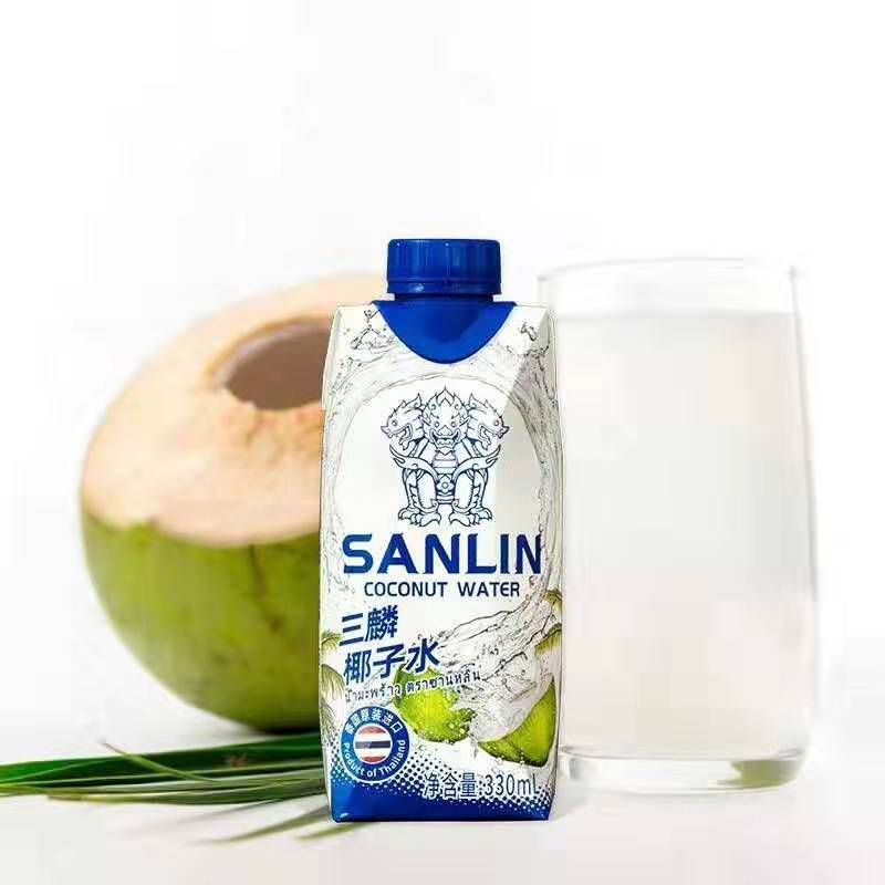 泰国原装进口 三麟椰子水 nfc果汁饮料 椰子果味饮料330ml*12盒