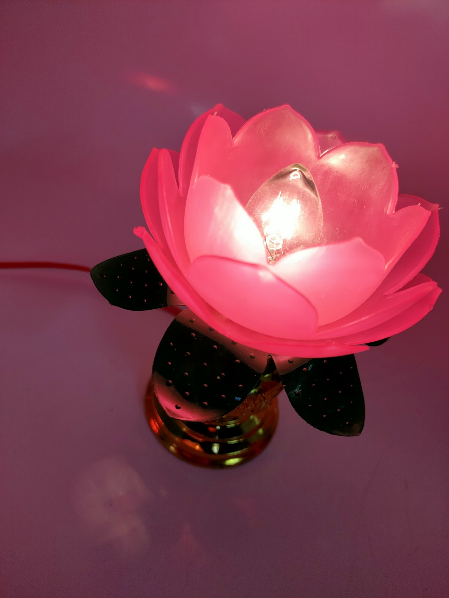 5寸9804金脚佛堂观音供灯电子莲花灯电烛灯供佛灯塑料插电