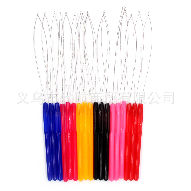 Wig Part Wig Crochet Color Plastic Handle Hair Extensions Beading Needles Stainless Steel Wire Plastic Handle Beading Needles 6 Colors