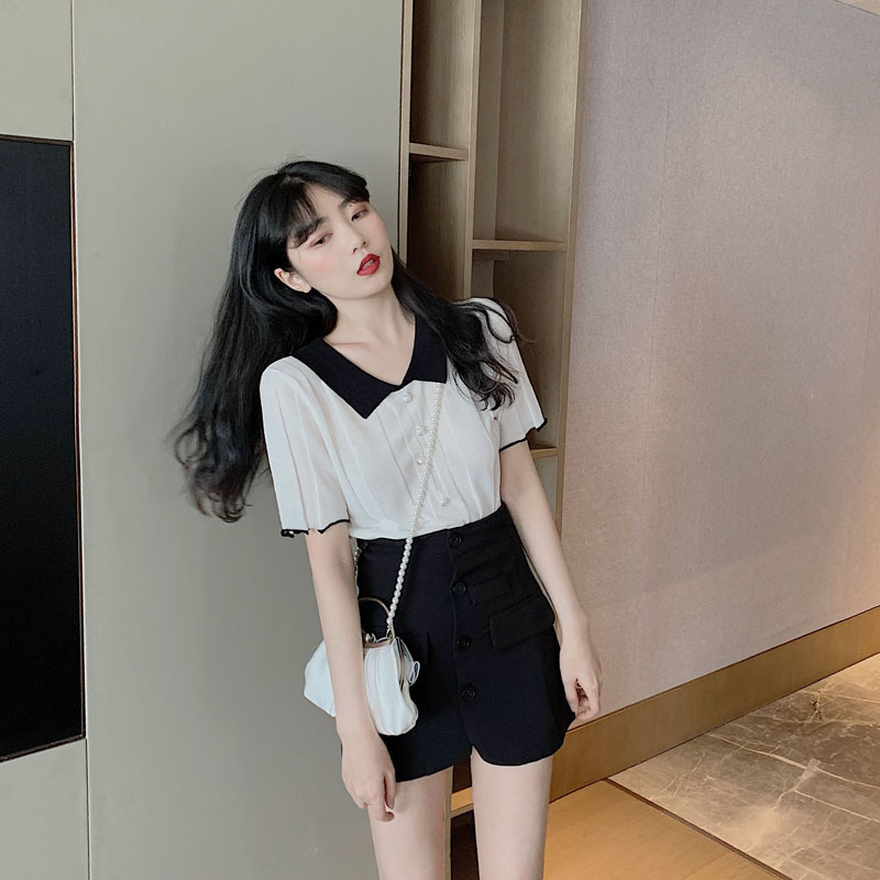 网红小香风轻熟套装女夏洋气减龄时尚气质短袖衬衫半身短裙两件套
