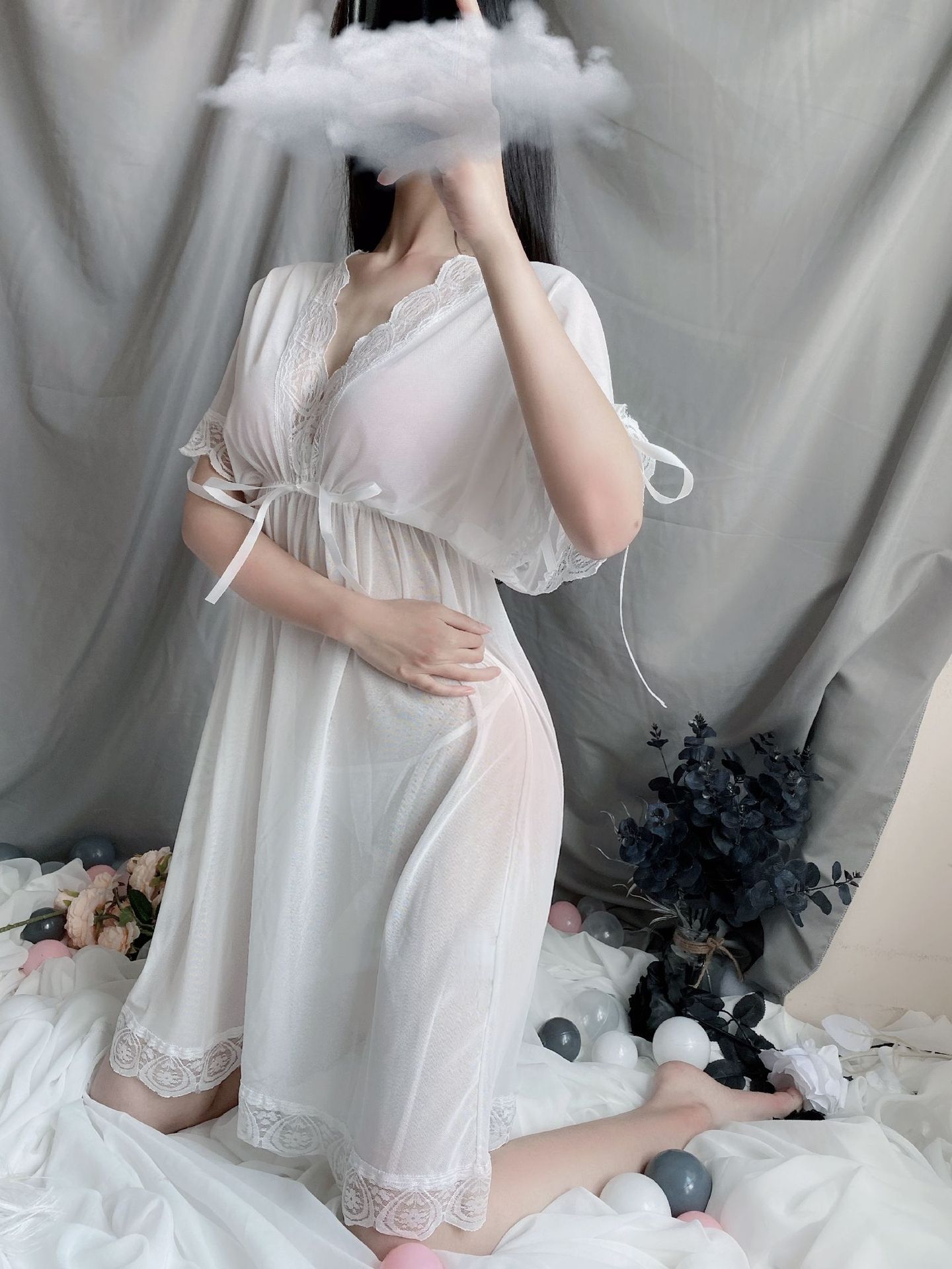 厂家新款爱如如大码胖mm情趣内衣欧美性感睡衣深透明网纱女丝睡裙