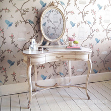 轻奢美式实木雕花梳妆台镜卧室梳妆桌法式仿古公主梳妆镜小户型