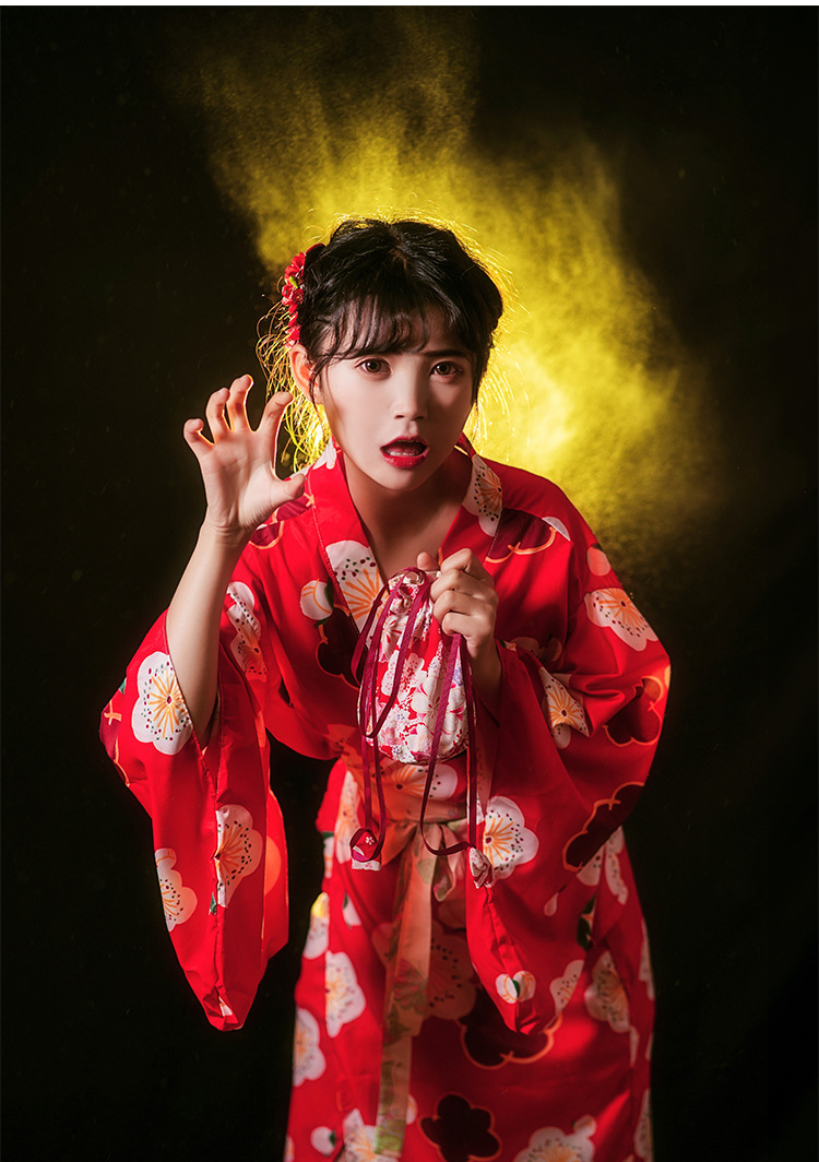 神明少女cos和服影楼个人写真主题拍照服装日系复古红色樱花和服
