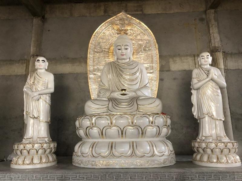 石雕释迦牟尼佛花岗岩汉白玉佛像佛祖寺庙宗祠佛像雕塑供奉莲花座