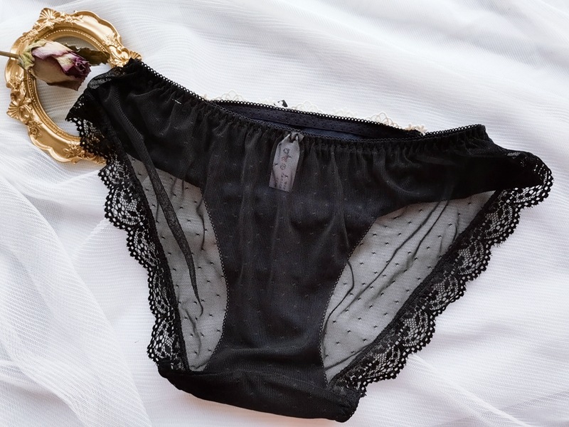 日系新年黑色水溶刺绣网纱款女士性感黑色内裤网纱女士内裤