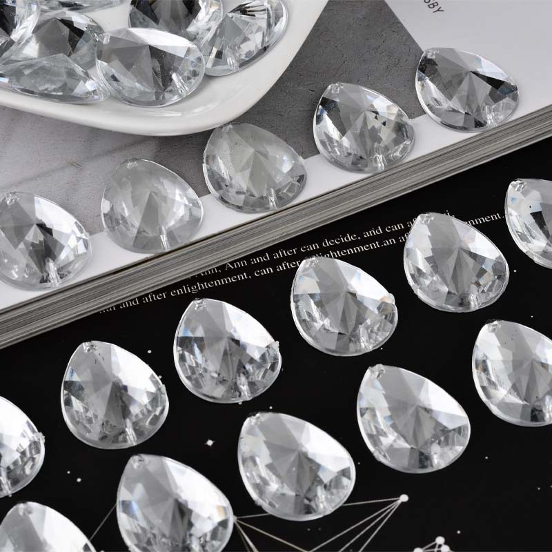 Taiwan Acrylic Acrylic Diamond Flat Drop-Shaped Pointed Satellite Surface Double-Hole Hand Sewing Sequin Shoe Ornament Rubber Stone