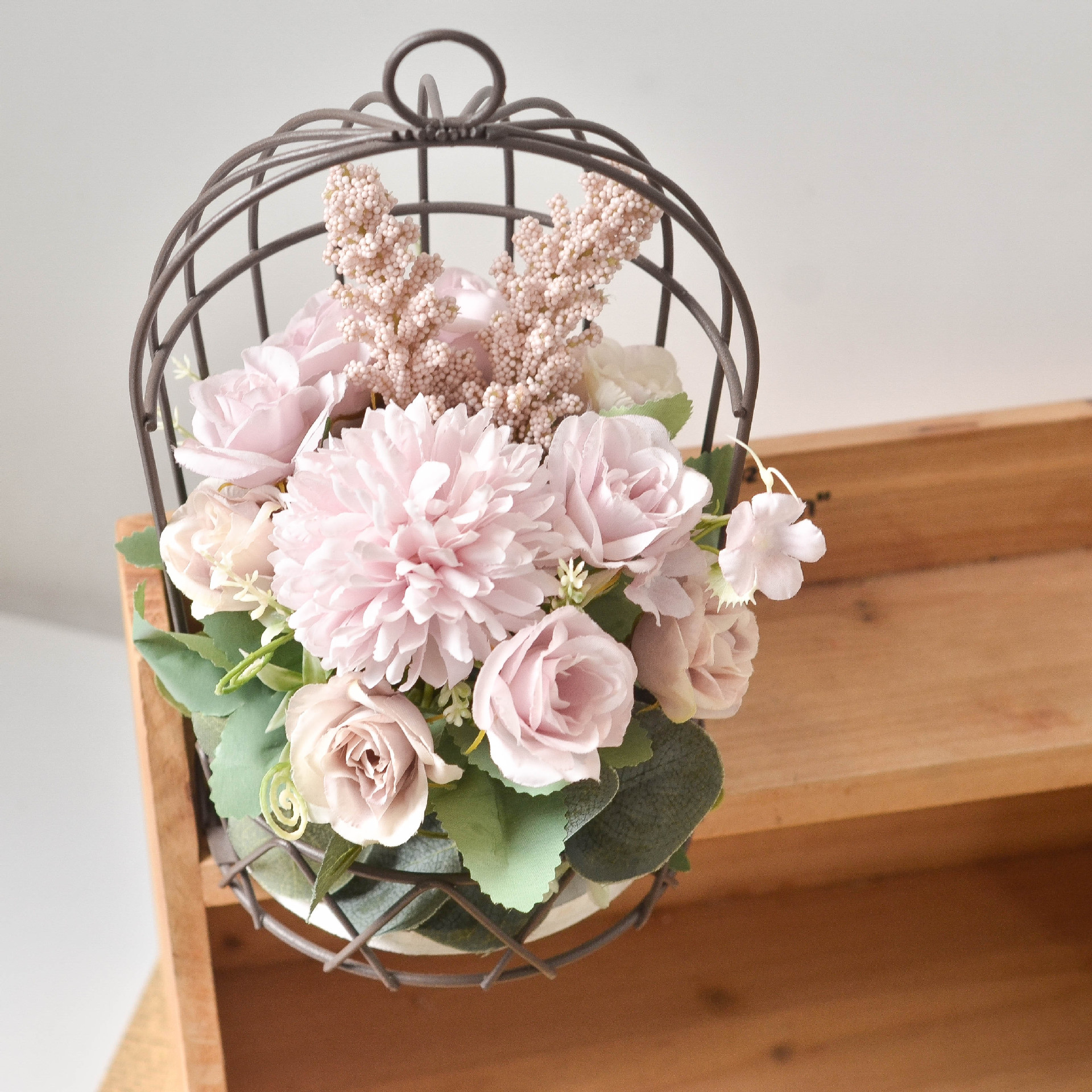 日式zakka可挂鸟笼隔板花架花艺套装多肉花卉植物架厂家直销批发