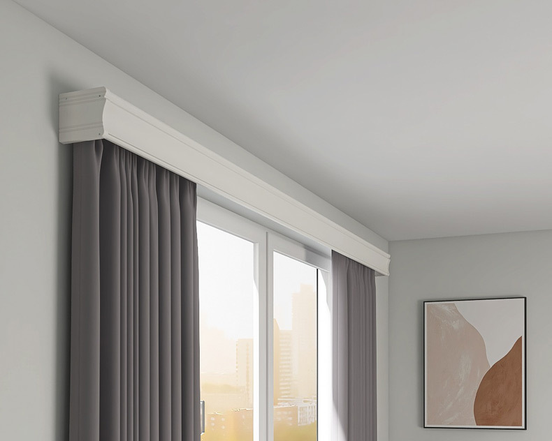 致尚窗帘盒挡板装饰一体顶装双直轨挂钩窗帘轨道盒子厚铝合金滑轨