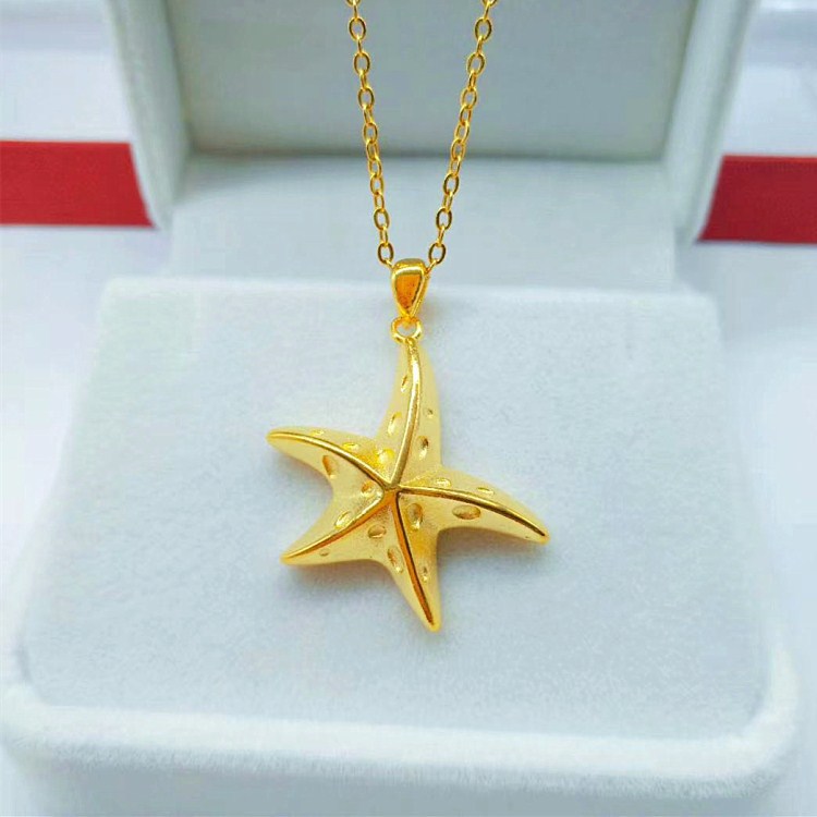 批发黄铜镀厚金海星吊坠真空电镀仿金首饰品实体电商
