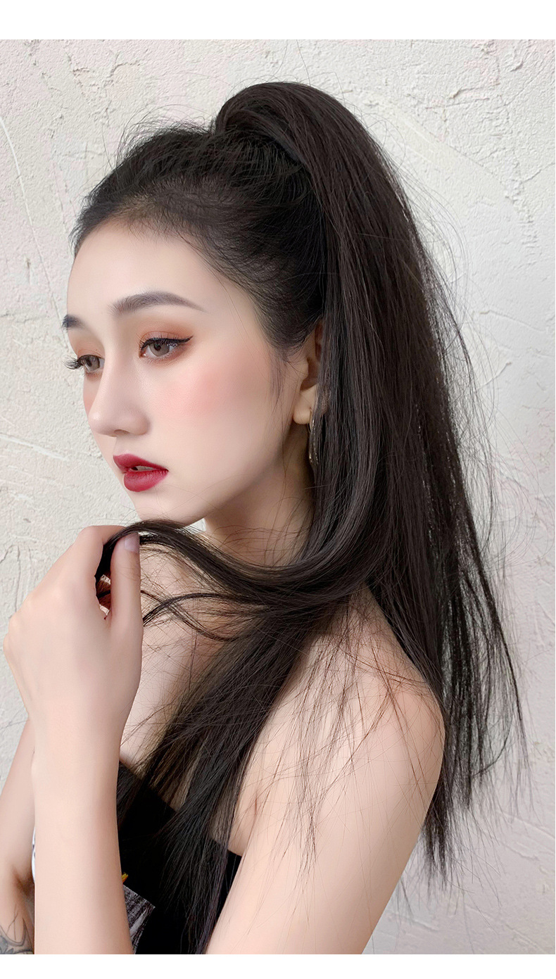 马尾假发女长直发迷你抓夹中长款超轻自然逼真蓬松隐形网红高马尾