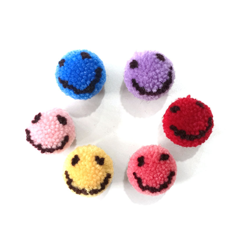 3cm笑脸毛球diy开司米粗毛线球日韩新款表情球发夹皮筋饰品配件