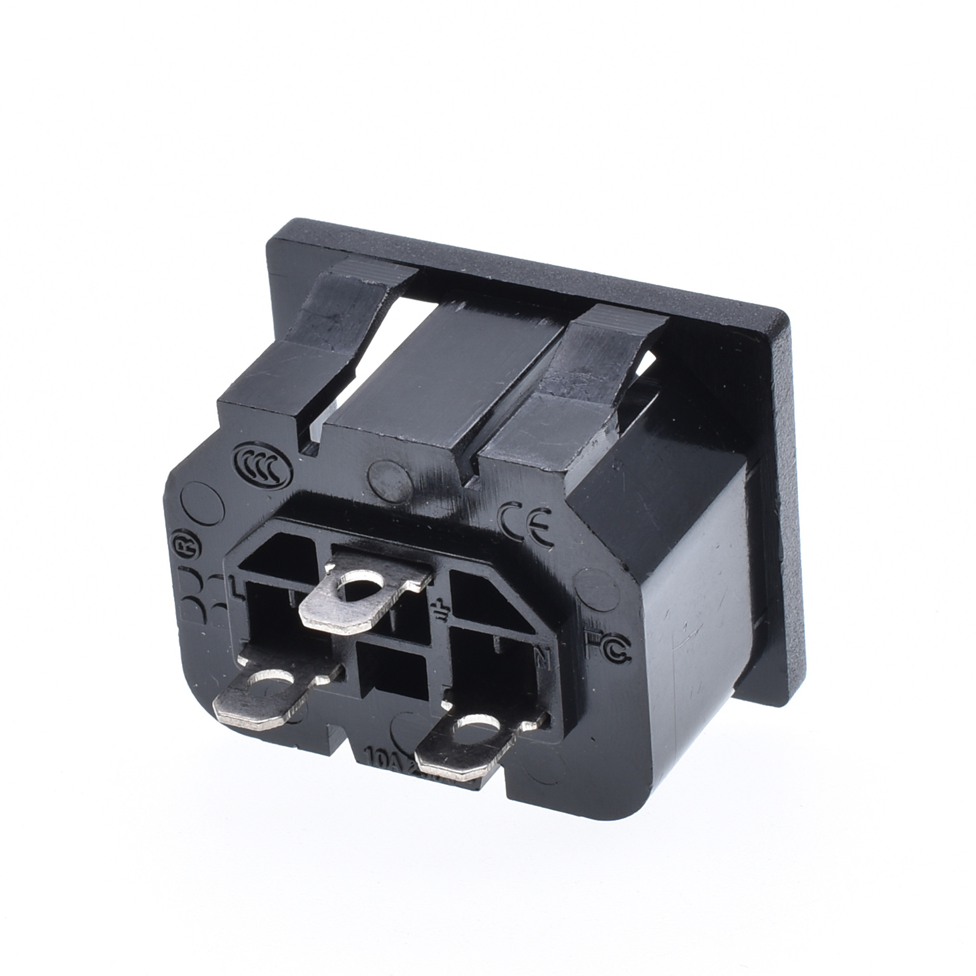 ac电源插座13母座品字座bx-130阻燃工业插座带螺丝孔接线座卡入式